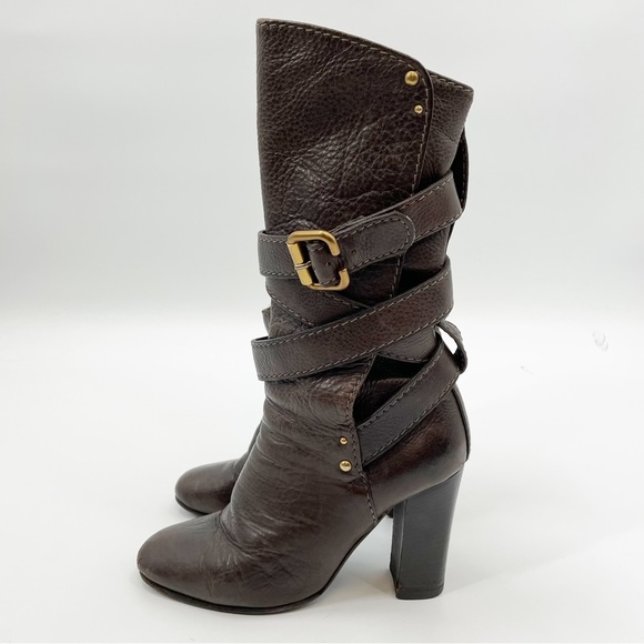 Chloe Shoes - Chloe Paddington Brown Pebbled Leather Wrap Boots 36.5 6.5